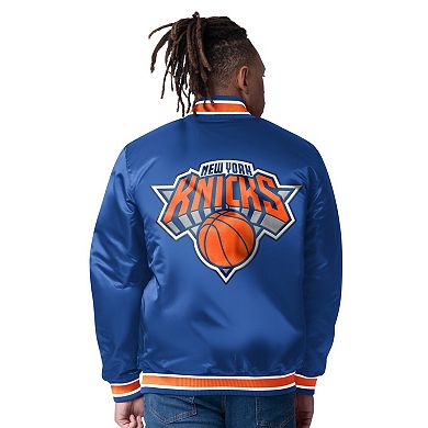 Men's Starter Blue New York Knicks Reversible Satin Full-Snap Varsity Jacket