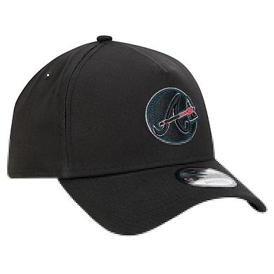 Men's New Era Black Atlanta Braves Tonal Pop 9FORTY A-Frame Adjustable Hat