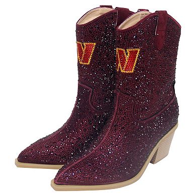Women's Cuce Burgundy Washington Commanders Crystal Ankle Boots