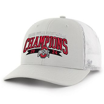 Men's '47 Gray Ohio State Buckeyes College Football Playoff 2024 National Champions Helmet Trucker Adjustable Hat