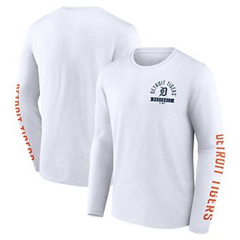 Men's Fanatics White Detroit Tigers Press Box Long Sleeve T-Shirt