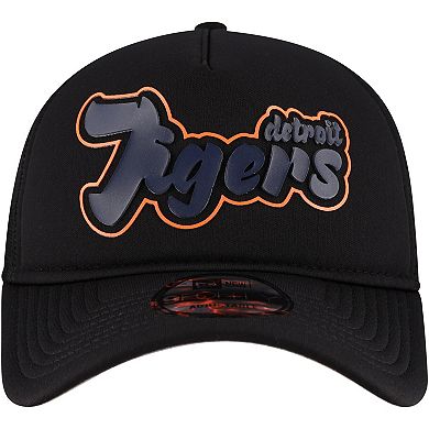 Men's New Era Black Detroit Tigers Retro Bold A-Frame Trucker 9FORTY Adjustable Hat