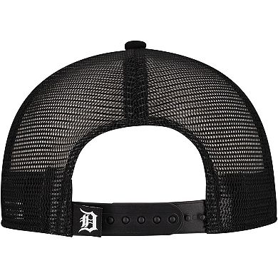 Men's New Era Black Detroit Tigers Retro Bold A-Frame Trucker 9FORTY Adjustable Hat