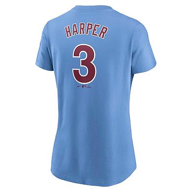 Women's Nike Bryce Harper Light Blue Philadelphia Phillies Fuse Name & Number T-Shirt