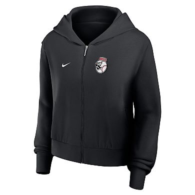Women's Nike Black Cincinnati Reds Cropped Chill Full-Zip Hoodie