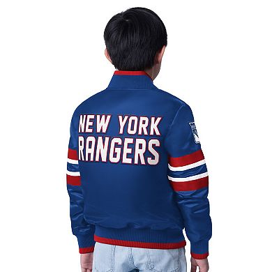 Youth Starter Blue New York Rangers Scout Varsity Full-Snap Jacket