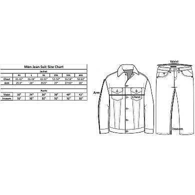 Men’s Denim Suit Standard Cut Biker Jacket With Slim Fit Biker Pants