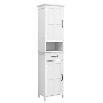 15.75 in W. x 11.81 in D x 64.96 in H White Freestanding Linen Cabinet