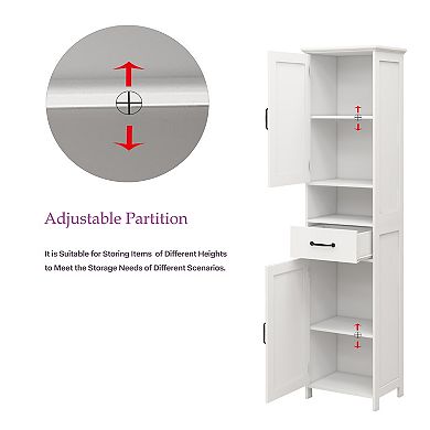 15.75 in. W. x 11.81 in. D x 64.96 in. H White Freestanding Linen Cabinet