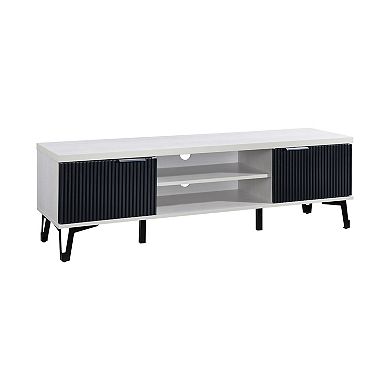 58.66 in. Ivory Wood TV Stand with 2 Storage Cabinets Fits TV's up to 65 in.