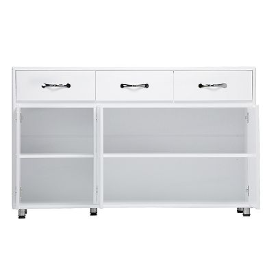 Wood 52.56 in. Sideboard with 3 Drawers and 3 Doors