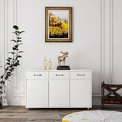 Wood 52.56 in. Sideboard with 3 Drawers and 3 Doors