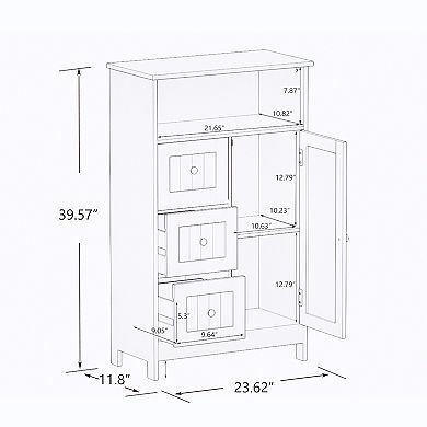 23.62 in. W. x 11.81 in. D x 39.37 in. H White Wood Linen Cabinet with Shelves and Storage