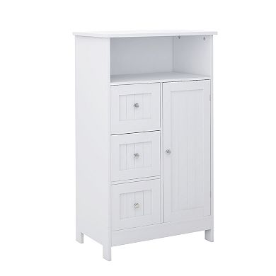23.62 in. W. x 11.81 in. D x 39.37 in. H White Wood Linen Cabinet with Shelves and Storage