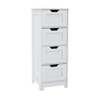 11.81 in W. x 11.81 in D x 32.68 in H White Wood Linen Cabinet with 4 Drawers