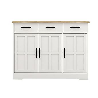 White Wood 42.72 in Sideboard with Shaker Style Design Doors