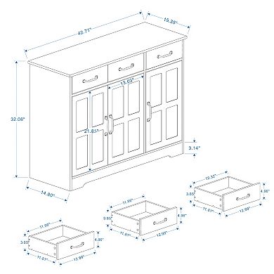White Wood 42.72 in. Sideboard with Shaker Style Design Doors