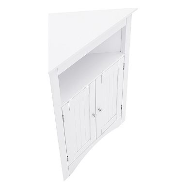 White Wood 12.2"Dx24"Wx32.3"H Storage Corner Cabinet with Shelves and Storage