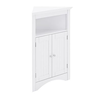 White Wood 12.2"Dx24"Wx32.3"H Storage Corner Cabinet with Shelves and Storage