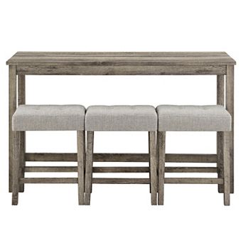 20"Dx59"Wx35.5"H Four Leg Wood Dining Table Seats 3