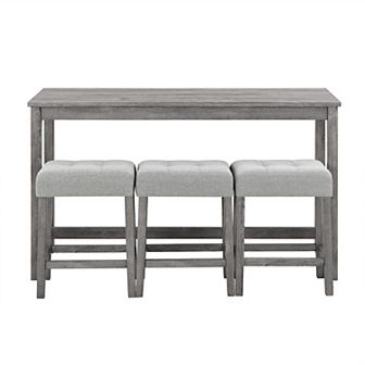 20"Dx59"Wx35.5"H Four Leg Wood Dining Table Seats 3