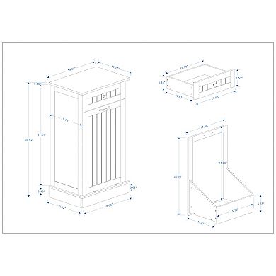 19.68 in. W x 13.77 in. D x 35.62 in. H Ready to Assemble Trash Can Kitchen Cabinet