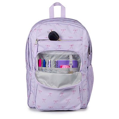 girls jansport backpack with side pocket Big Student Pastel Petals Lilac and zippered utility pockets keep all of your gear organized Jansport Superbreak Plus Backpack, One