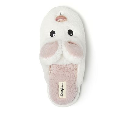 Dearfoams Shay Holiday Women's Bunny Scuff Slippers
