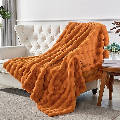 Home Soft Things Bubble Textured Faux Fur Throw Blanket