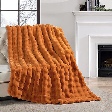 Home Soft Things Bubble Textured Faux Fur Throw Blanket