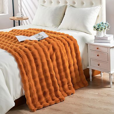 Home Soft Things Bubble Textured Faux Fur Throw Blanket