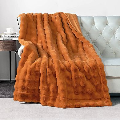 Home Soft Things Bubble Textured Faux Fur Throw Blanket