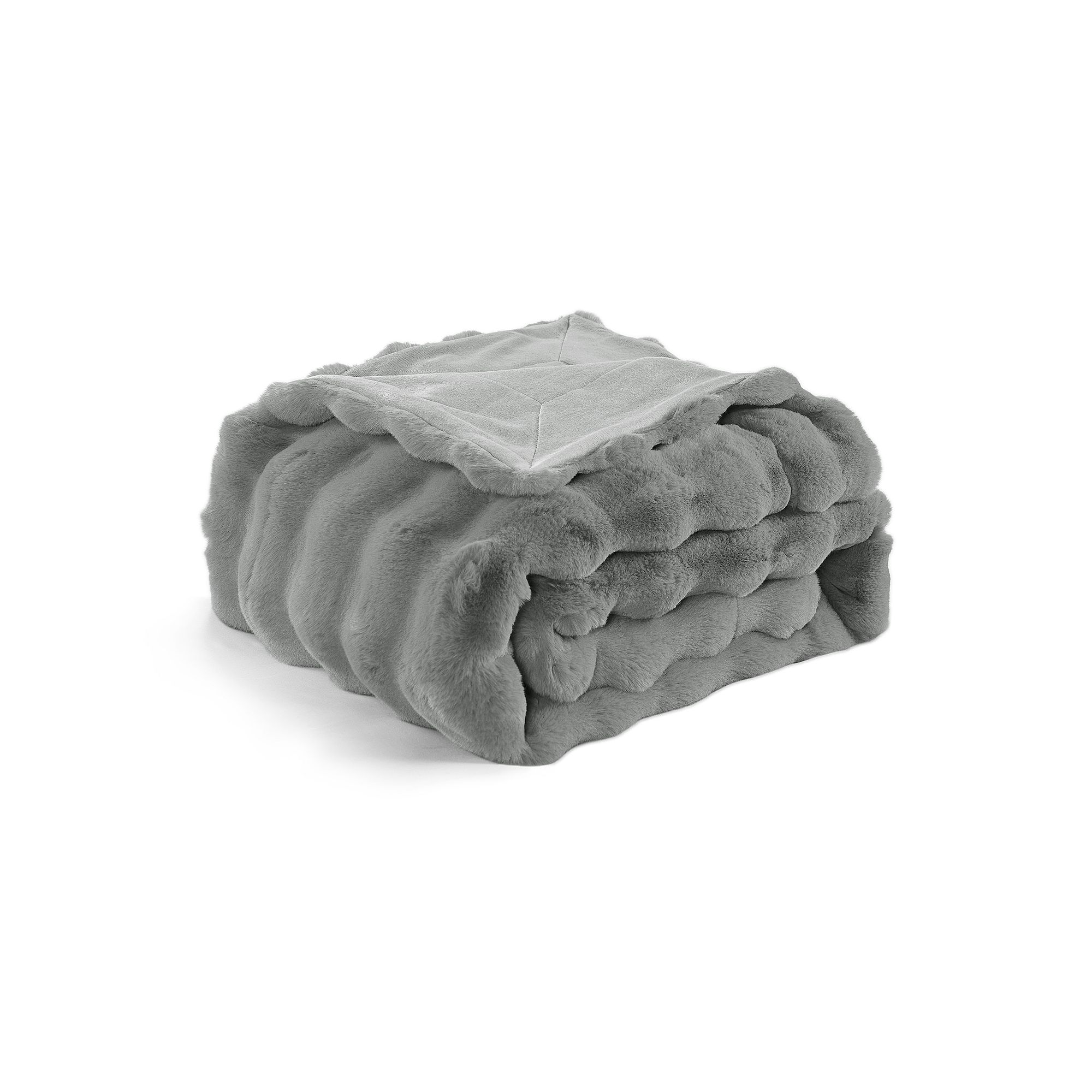 Home Soft Things Bubble Textured Faux Fur Throw Blanket, Gray