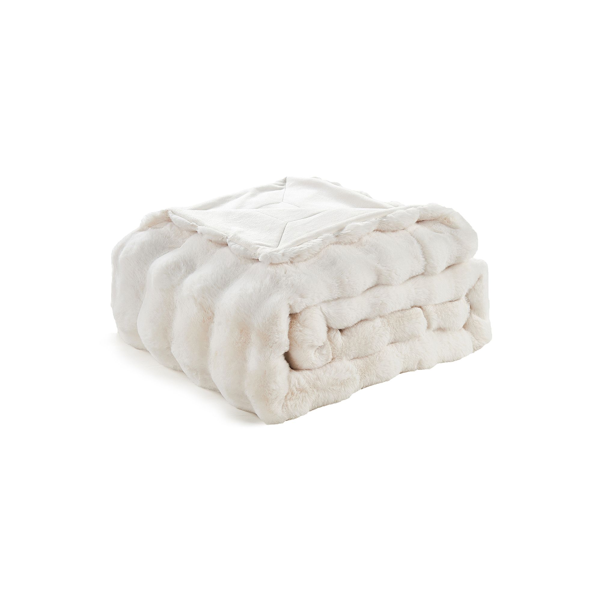 Home Soft Things Bubble Textured Faux Fur Throw Blanket, White