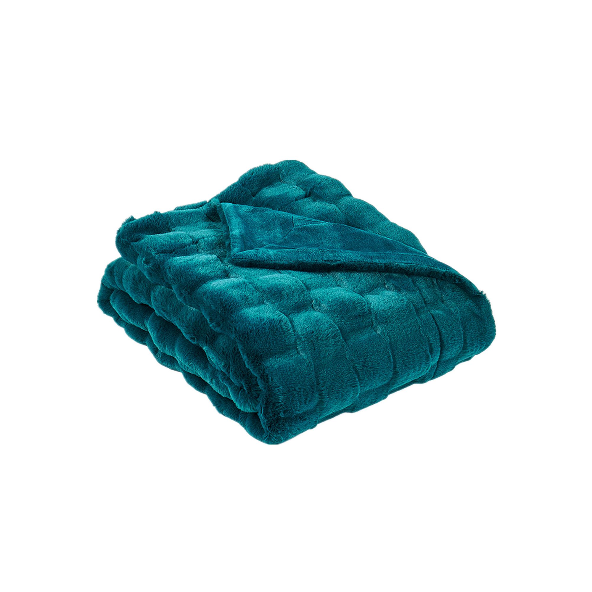 Home Soft Things Brick Textured Faux Fur Throw Blanket, Blue