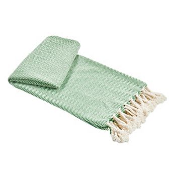 Home Soft Things Chevron Knit Lightweight Tassel Throw Blanket