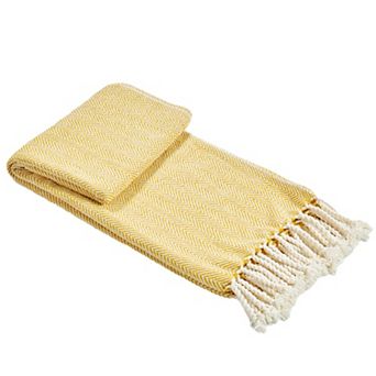 Home Soft Things Chevron Knit Lightweight Tassel Throw Blanket