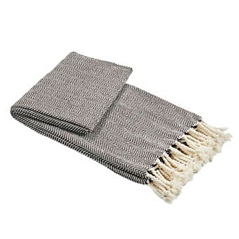 Home Soft Things Chevron Knit Lightweight Tassel Throw Blanket