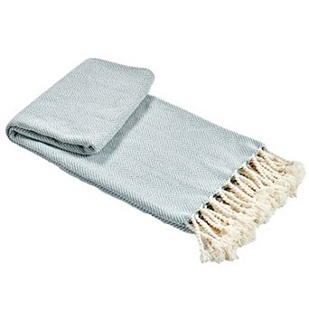 Home Soft Things Chevron Knit Lightweight Tassel Throw Blanket
