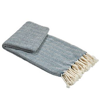 Home Soft Things Chevron Knit Lightweight Tassel Throw Blanket