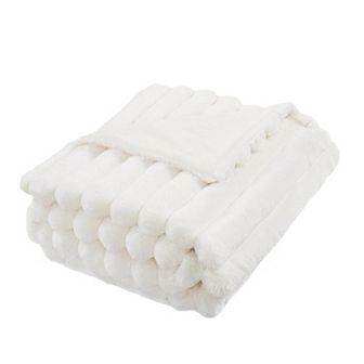 Home Soft Things Fuzzy Striped Faux Fur Throw Blanket