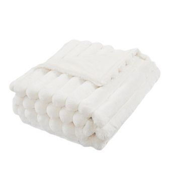 Home Soft Things Fuzzy Striped Faux Fur Throw Blanket