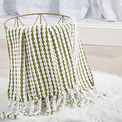 Home Soft Things Chain Tweed Knit Lightweight Tassel Throw Blanket