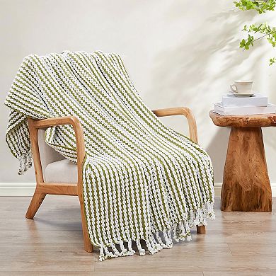 Home Soft Things Chain Tweed Knit Lightweight Tassel Throw Blanket
