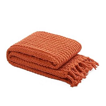 Home Soft Things Chain Tweed Knit Lightweight Tassel Throw Blanket