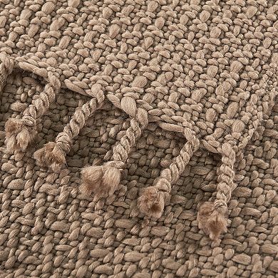 Home Soft Things Basket Weave Knitted Tassel Throw Blanket