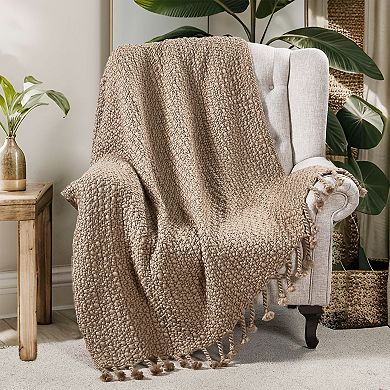 Home Soft Things Basket Weave Knitted Tassel Throw Blanket