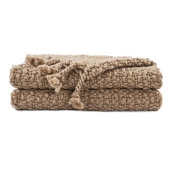 Home Soft Things Basket Weave Knitted Tassel Throw Blanket