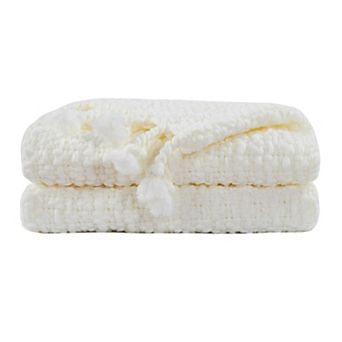 Home Soft Things Basket Weave Knitted Tassel Throw Blanket