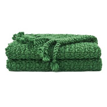 Home Soft Things Basket Weave Knitted Tassel Throw Blanket